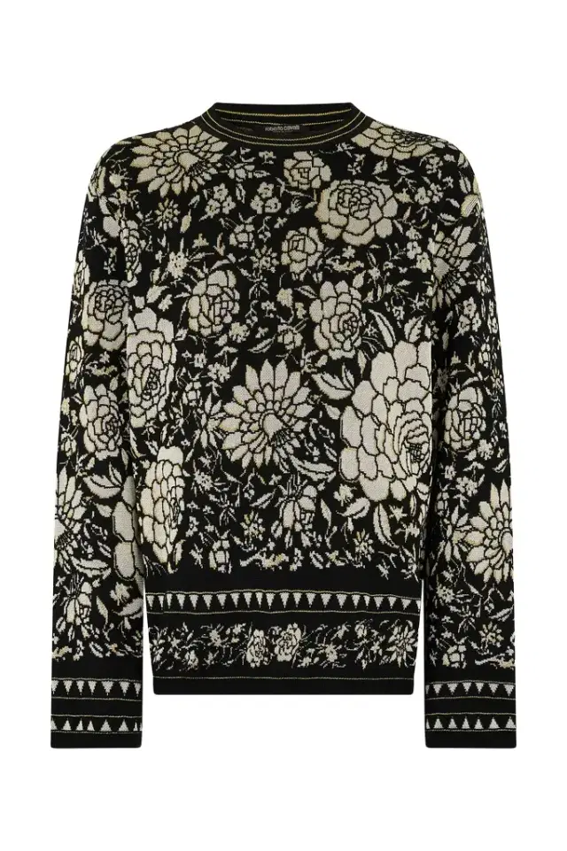 Roberto Cavalli Floral Wool-Blend Sweater
