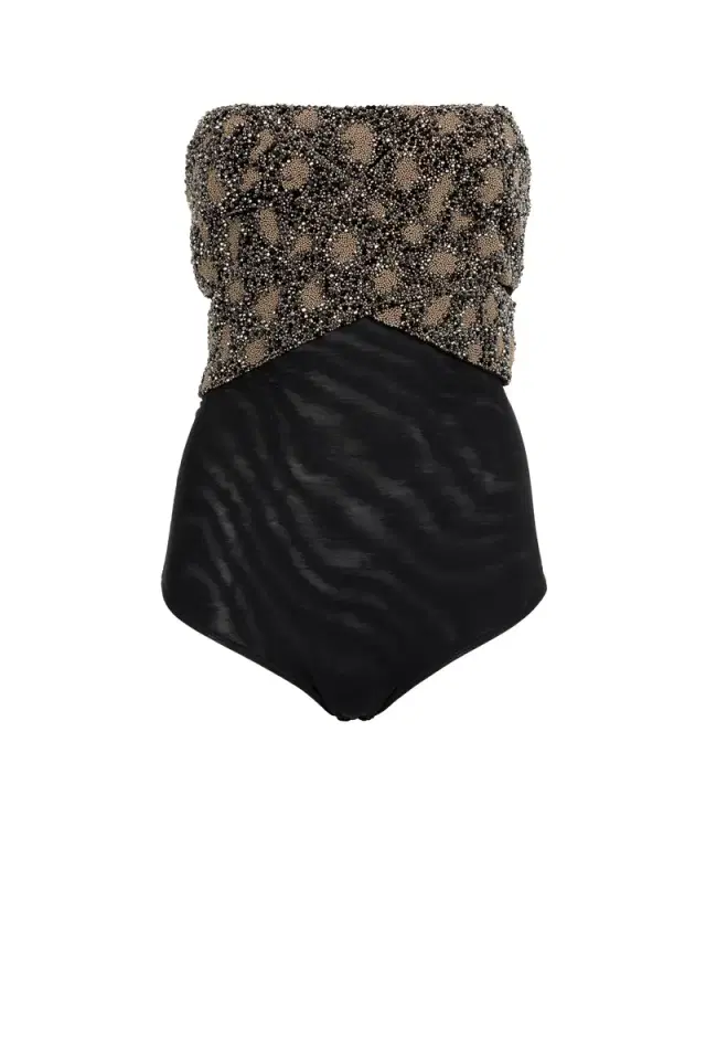 Roberto Cavalli Bead-Embellished Wrap-Effect Bodysuit