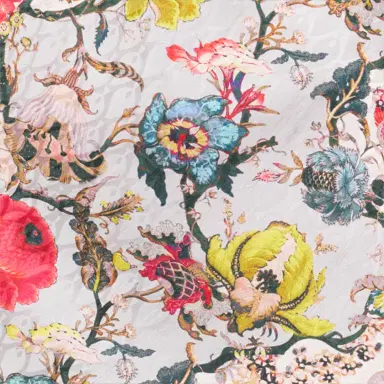 Roberto Cavalli Long Silk Dress with Florentine Flowers Print | Thumbnail 4