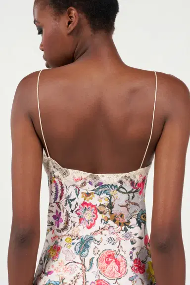 Roberto Cavalli Long Silk Dress with Florentine Flowers Print | Thumbnail 6