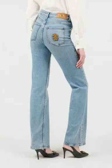 Roberto Cavalli Light Blue Flared Jeans With Monogram RC | Thumbnail 3