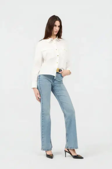 Roberto Cavalli Light Blue Flared Jeans With Monogram RC | Thumbnail 6
