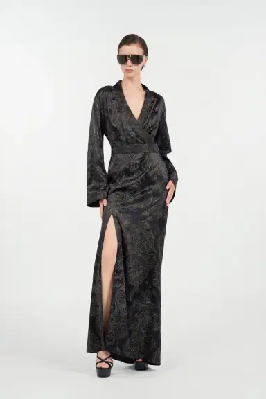Roberto Cavalli Ornamental Black Silk Kimono Dress | Thumbnail 7 Roberto Cavalli Ornamental Black Silk Kimono Dress | Thumbnail 7