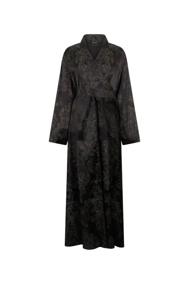 Ornamental Black Silk Kimono Dress
