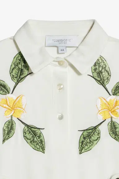 Roberto Cavalli Cotton Dress With Embroidered Flowers | Thumbnail 5 Roberto Cavalli Cotton Dress With Embroidered Flowers | Thumbnail 5