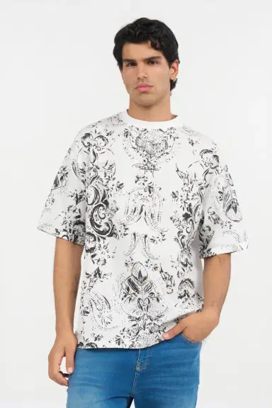 Roberto Cavalli White T-shirt with Ornamental Design | Thumbnail 2 Roberto Cavalli White T-shirt with Ornamental Design | Thumbnail 2