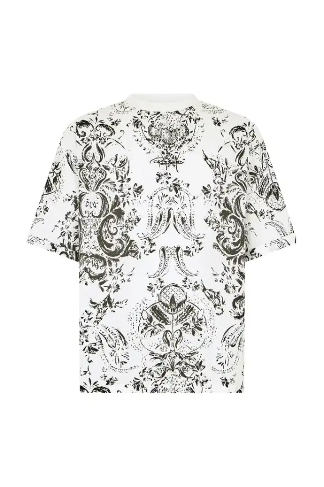 White T-shirt with Ornamental Design