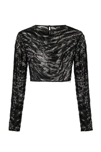 Roberto Cavalli Crop Top With Rhinestone-Detailed Zebra Design | Thumbnail 1