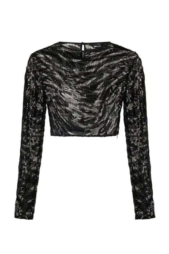 Roberto Cavalli Crop Top With Rhinestone-Detailed Zebra Design