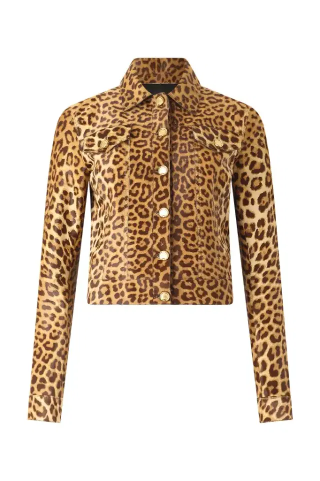 Roberto Cavalli Leather Jacket With Leopard Skin Print