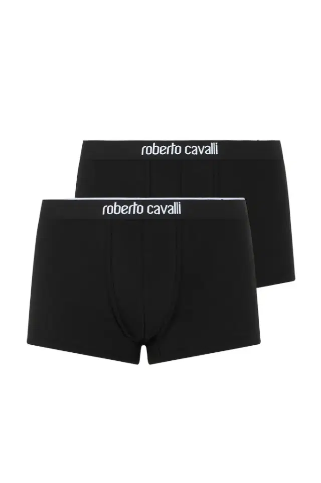 Roberto Cavalli Black Cotton Boxer Shorts Bi-Pack