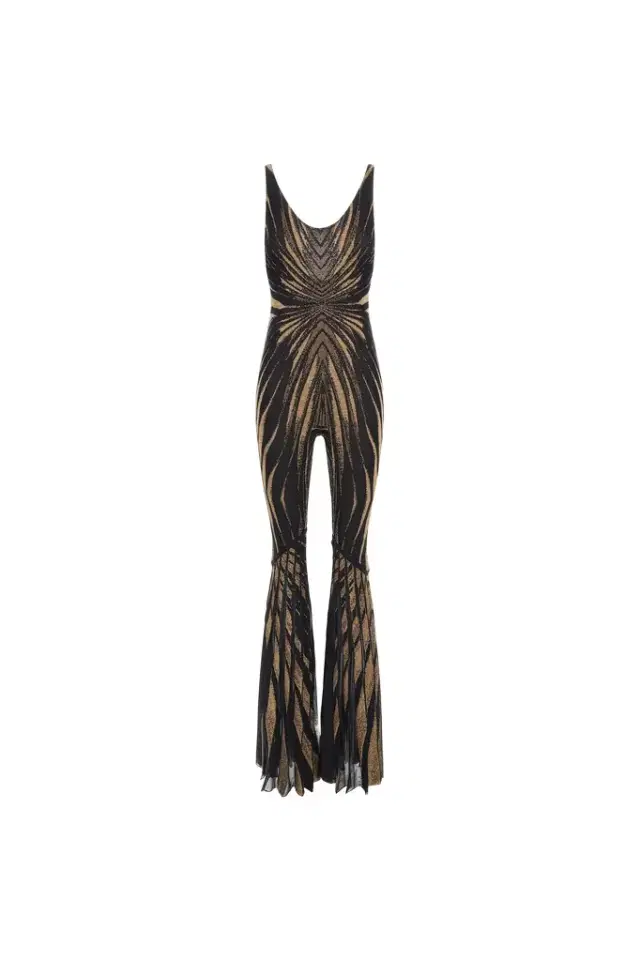Knit jumpsuit with Ray of Gold print
