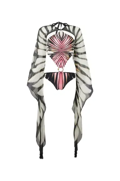 Roberto Cavalli Trikini With Ray Of Pink Print | Thumbnail 1 Roberto Cavalli Trikini With Ray Of Pink Print | Thumbnail 1