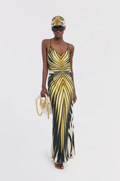 Roberto Cavalli Ray Of Gold Print Silk Maxi Dress | Thumbnail 5 Roberto Cavalli Ray Of Gold Print Silk Maxi Dress | Thumbnail 5