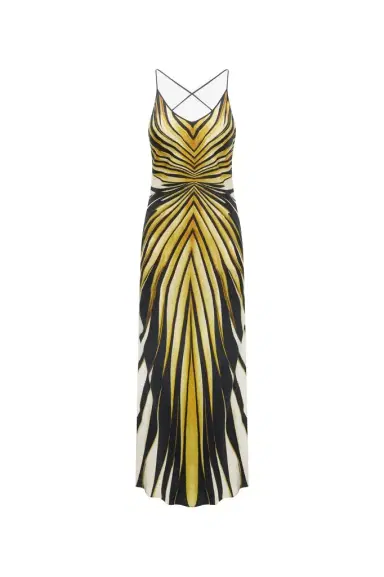 Roberto Cavalli Ray Of Gold Print Silk Maxi Dress | Thumbnail 1 Roberto Cavalli Ray Of Gold Print Silk Maxi Dress | Thumbnail 1