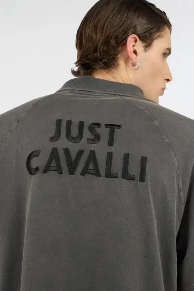 Roberto Cavalli Grey Polo Shirt With Embroidered Detail | Thumbnail 5