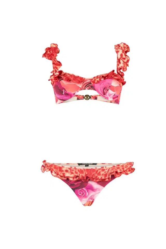 Roberto Cavalli Garden Rose And Cheetah Skin Bikini