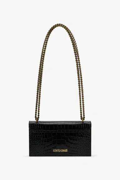 Roberto Cavalli Black Croc-Effect Bag With Monogram RC | Thumbnail 3 Roberto Cavalli Black Croc-Effect Bag With Monogram RC | Thumbnail 3