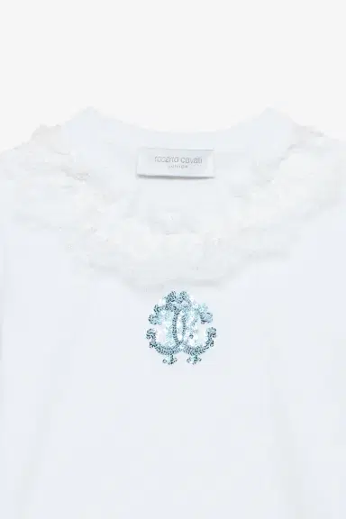 Roberto Cavalli T-Shirt With RC Monogram And Lace | Thumbnail 4
