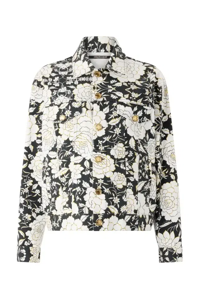 Roberto Cavalli Denim Jacket With Flowers