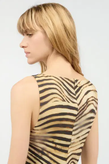 Roberto Cavalli Mini Dress With Tiger Skin Print | Thumbnail 6