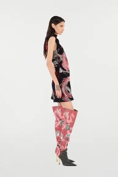 Roberto Cavalli Mini Dress With Floral And Dragon Pattern | Thumbnail 2