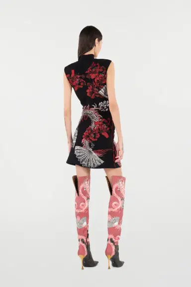 Roberto Cavalli Mini Dress With Floral And Dragon Pattern | Thumbnail 3