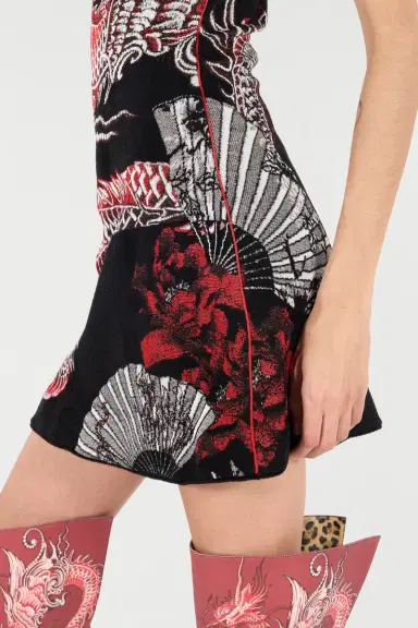 Roberto Cavalli Mini Dress With Floral And Dragon Pattern | Thumbnail 6