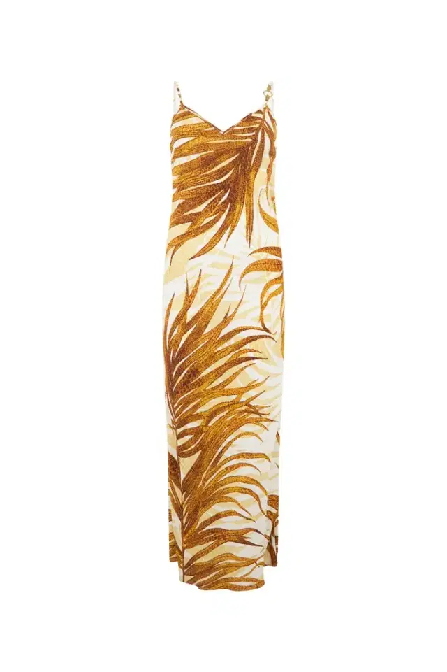 Golden Palm Print Dress