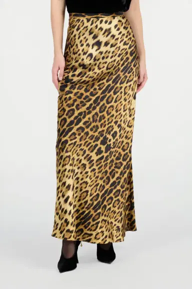 Roberto Cavalli Silk Skirt With Jaguar Skin Print | Thumbnail 2