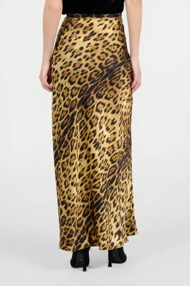 Roberto Cavalli Silk Skirt With Jaguar Skin Print | Thumbnail 3
