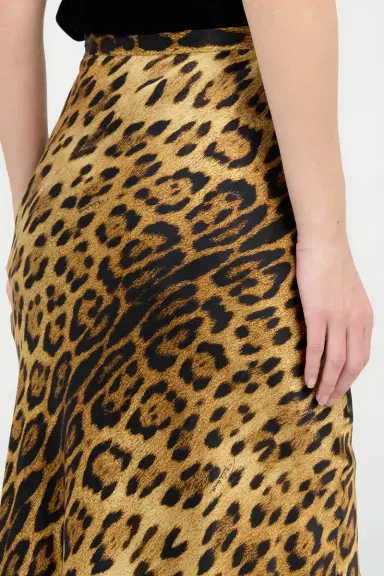 Roberto Cavalli Silk Skirt With Jaguar Skin Print | Thumbnail 5