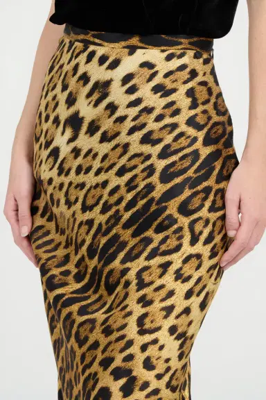 Roberto Cavalli Silk Skirt With Jaguar Skin Print | Thumbnail 6