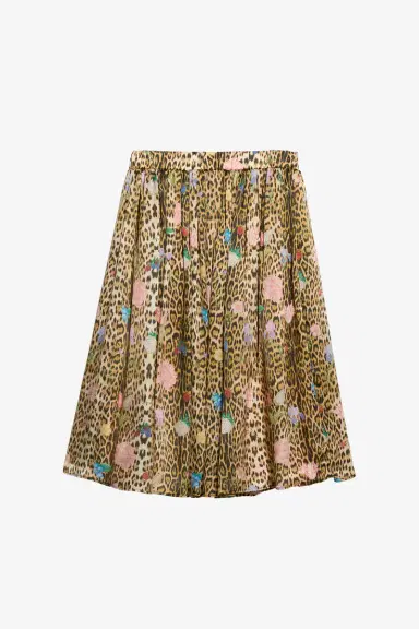 Roberto Cavalli Jaguar Skin Print Silk Skirt | Thumbnail 2