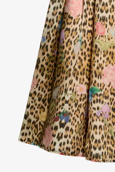 Roberto Cavalli Jaguar Skin Print Silk Skirt | Thumbnail 4