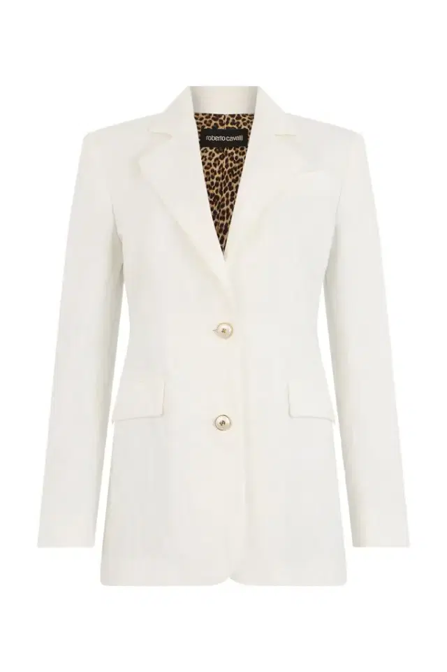 Roberto Cavalli Cotton Jacquard Blazer with Leopard Print