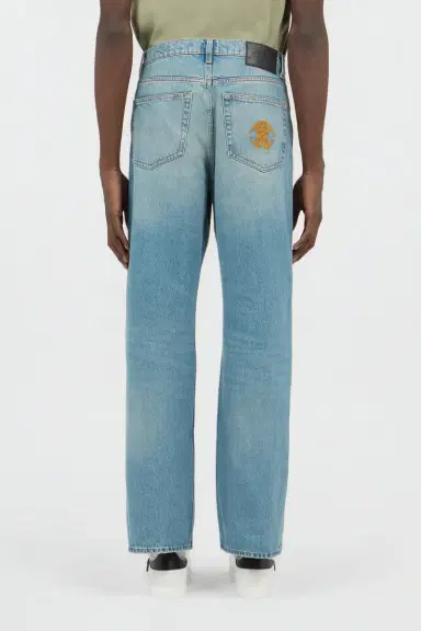 Roberto Cavalli Light Blue Wide-Leg Jeans With Monogram RC | Thumbnail 3 Roberto Cavalli Light Blue Wide-Leg Jeans With Monogram RC | Thumbnail 3