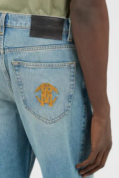 Roberto Cavalli Light Blue Wide-Leg Jeans With Monogram RC | Thumbnail 5 Roberto Cavalli Light Blue Wide-Leg Jeans With Monogram RC | Thumbnail 5