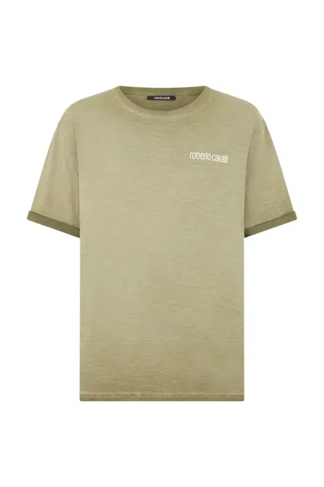 Roberto Cavalli Green T-Shirt with Back Snake Print