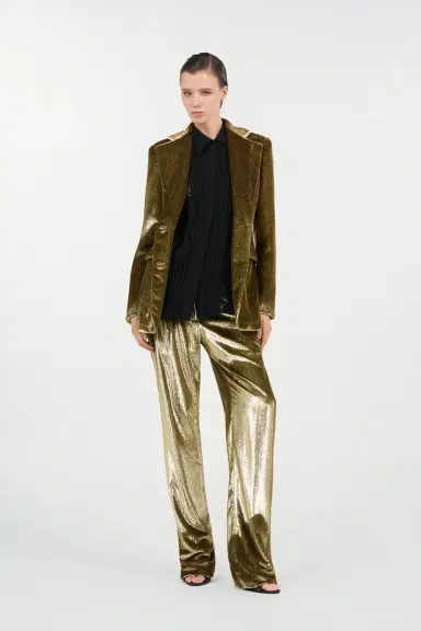 Roberto Cavalli Gold Velvet Long Pants | Thumbnail 7