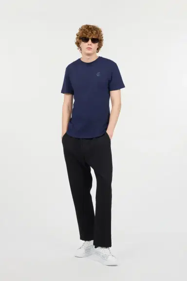 Roberto Cavalli Navy Blue Cotton T-Shirt With Logo | Thumbnail 6 Roberto Cavalli Navy Blue Cotton T-Shirt With Logo | Thumbnail 6