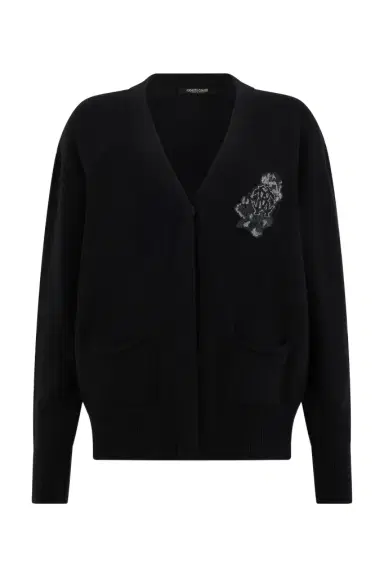 Roberto Cavalli Black cardigan with Monogram Mirror Snake | Thumbnail 1 Roberto Cavalli Black cardigan with Monogram Mirror Snake | Thumbnail 1
