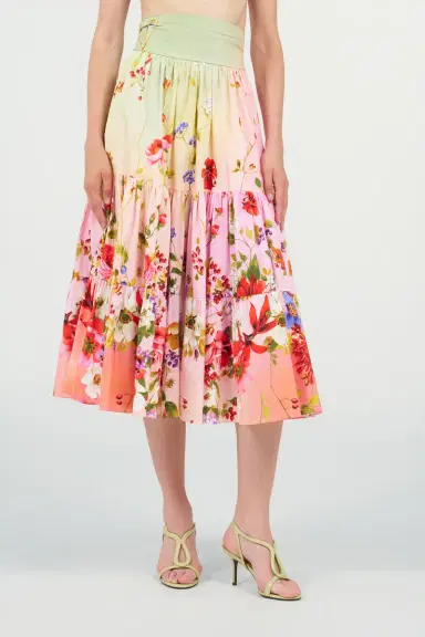 Roberto Cavalli Midi Skirt with Miami Flowers Print | Thumbnail 2