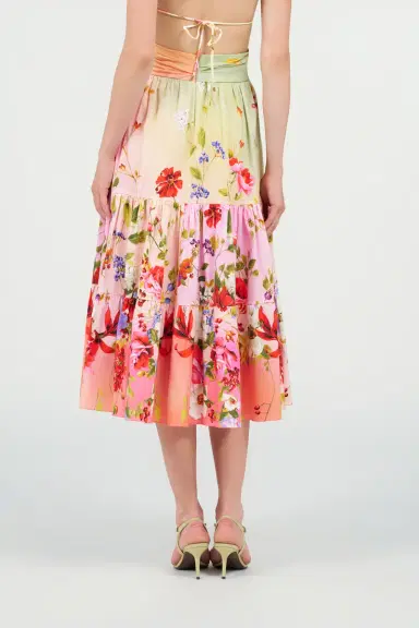 Roberto Cavalli Midi Skirt with Miami Flowers Print | Thumbnail 3