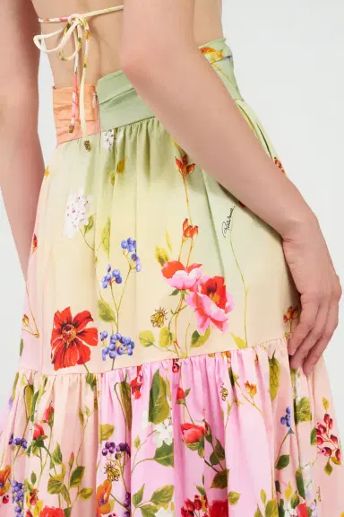 Roberto Cavalli Midi Skirt with Miami Flowers Print | Thumbnail 6