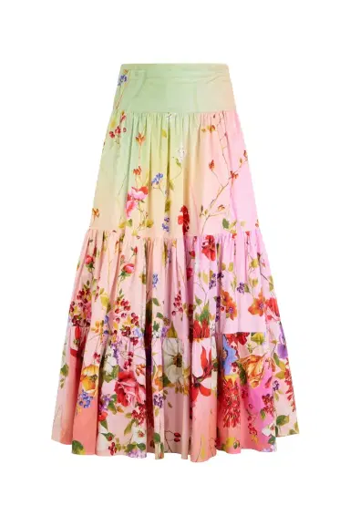 Roberto Cavalli Midi Skirt with Miami Flowers Print | Thumbnail 1