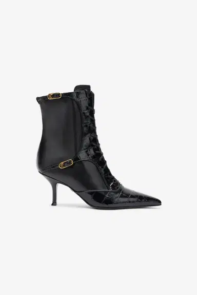 Roberto Cavalli Crocodile-Effect Lace-Up Ankle Boots | Thumbnail 2