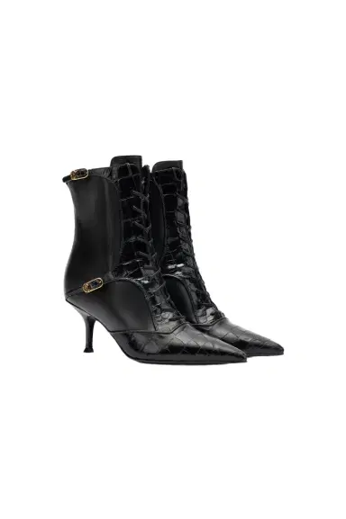 Roberto Cavalli Crocodile-Effect Lace-Up Ankle Boots | Thumbnail 1