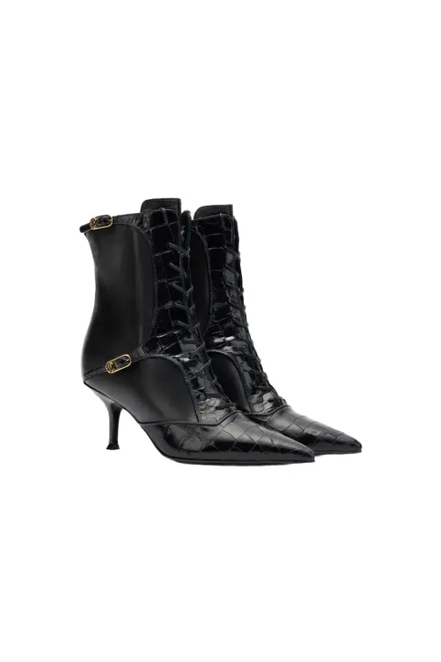 Roberto Cavalli Crocodile-Effect Lace-Up Ankle Boots