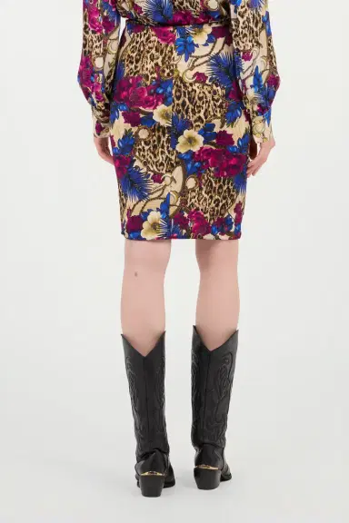 Roberto Cavalli Flower Leo Print Midi Skirt | Thumbnail 3